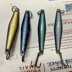 4 Vintage Tady AA Light Surface Jigs, Saltwater Lures, Used