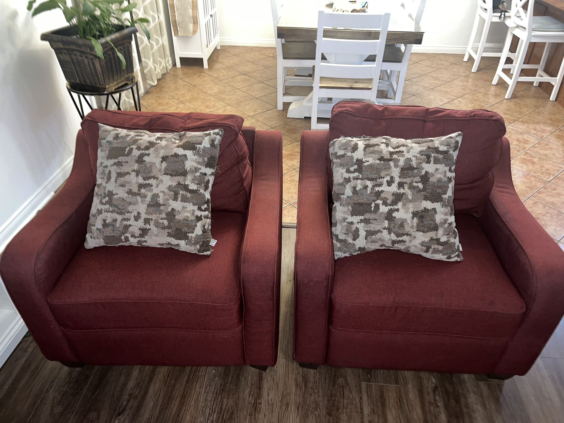 2 Red single couches 