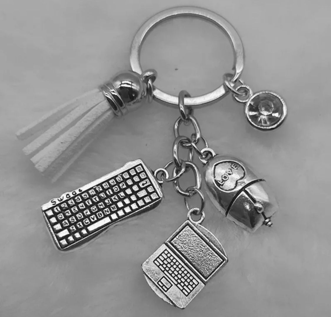 Brand New Office Assistant Secretary Manager Charms Keychain Gift - White Tassel 