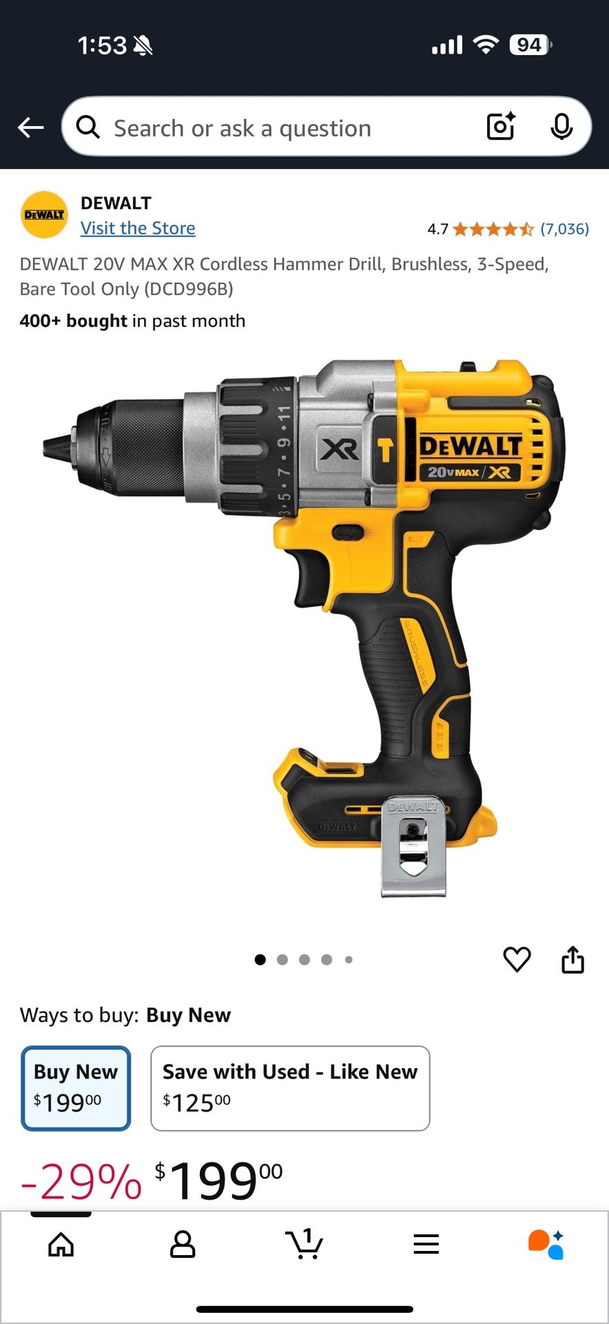 DeWalt Hammer Drill 20v XR (DCD996B - Tool Only) Band New!