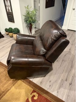 Leather rocking recliner