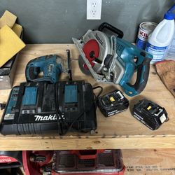 Mikita Worm Drive Saw Jigsaw And Batteries