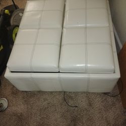 Christopher Knight Home Harley Four Sectioned Ivory Leather Cube Storage Ottoman