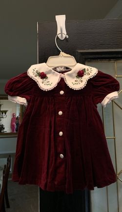 Deep wine velveteen dress size 24 months