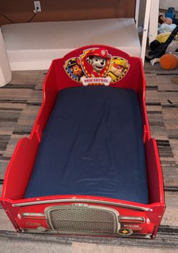 Paw Patrol Toddler Bed wit Mattress, Mattress Cover and Blue Sheet