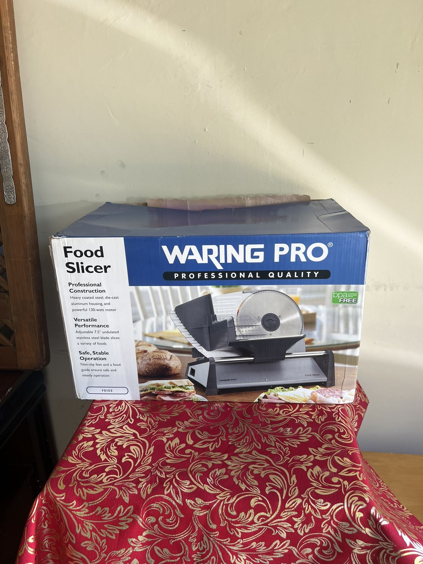 Waring Pro FS155 Professional Food Slicer 130W Motor Adjustable Steel Blade