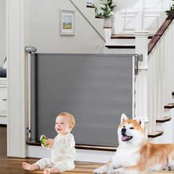 Probebi Retractable Baby, Child & Dog Gate Gray