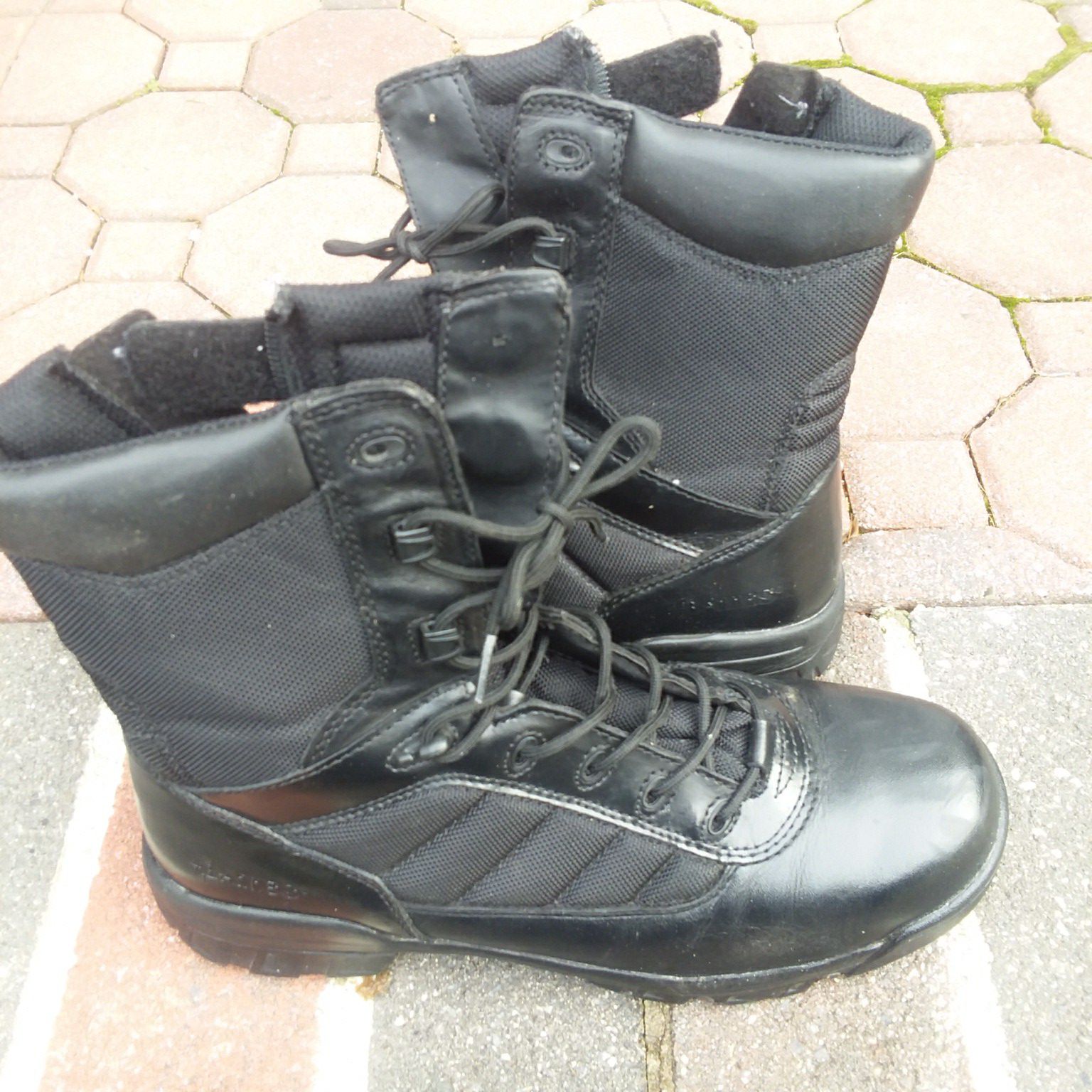 Men's black police military boots size 12