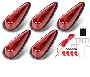 FSBCGT 5Pcs Red Teardrop Cab Light 9LED Marker Light
