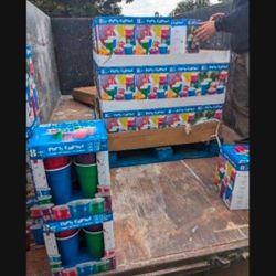 8 vasos de 32onz con tapa y popote