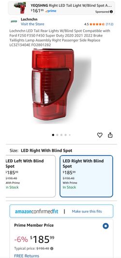 Lochnchn LED Tail Rear Lights W/Blind Spot Compatible with Ford F250 F350 F450 Super Duty 2020 2021 2022 Brake Taillights Lamp Assembly Right Passenge