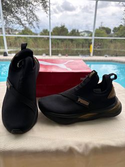 Puma Slip-On Sneakers Black and Gold