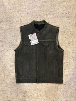 New gray leather vest