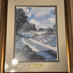 Kenneth Wyatt “Bluebonnet Bethel” Framed Print – 24.5” x 20.5” – Texas Bluebonnets Art