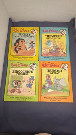 Walt Disney Fun-to-Read Library 4 Book Lot Mickey Thumper Pinocchio Dumbo 1986
