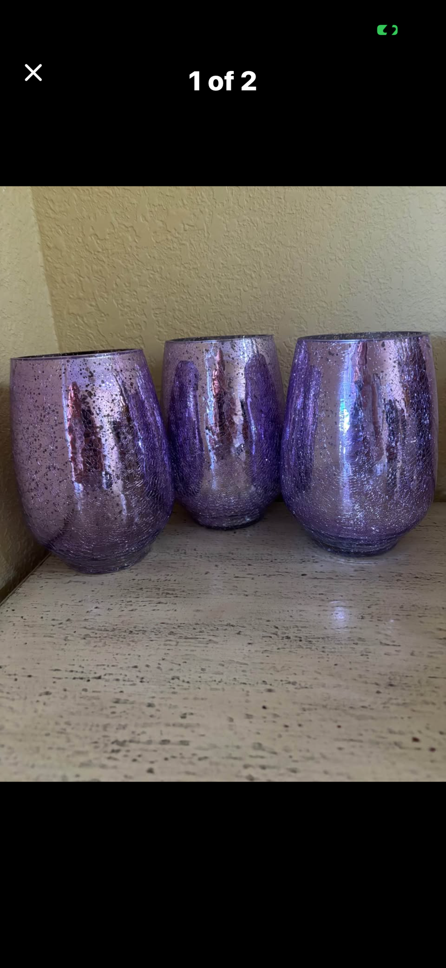 3 purple candle holder sets high 7