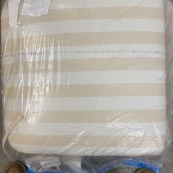 2  Cream & White Striped Chair/Seat Cushions