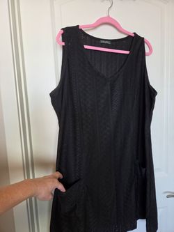 Black Eyelet Sleeveless Dress with Pockets - 3x