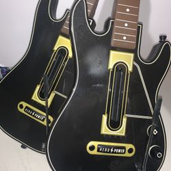 2 Guitar Hero Live Power Wireless Guitars Xbox 360 PS3 Black Gold No Dongle