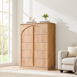 44" Tall Modern 5 Drawers Dresser with Arched Panel, Chest of Drawers
