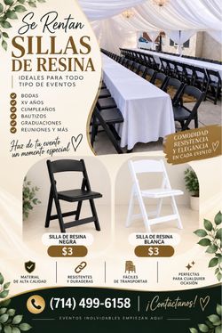 Renta de mesas y sillas