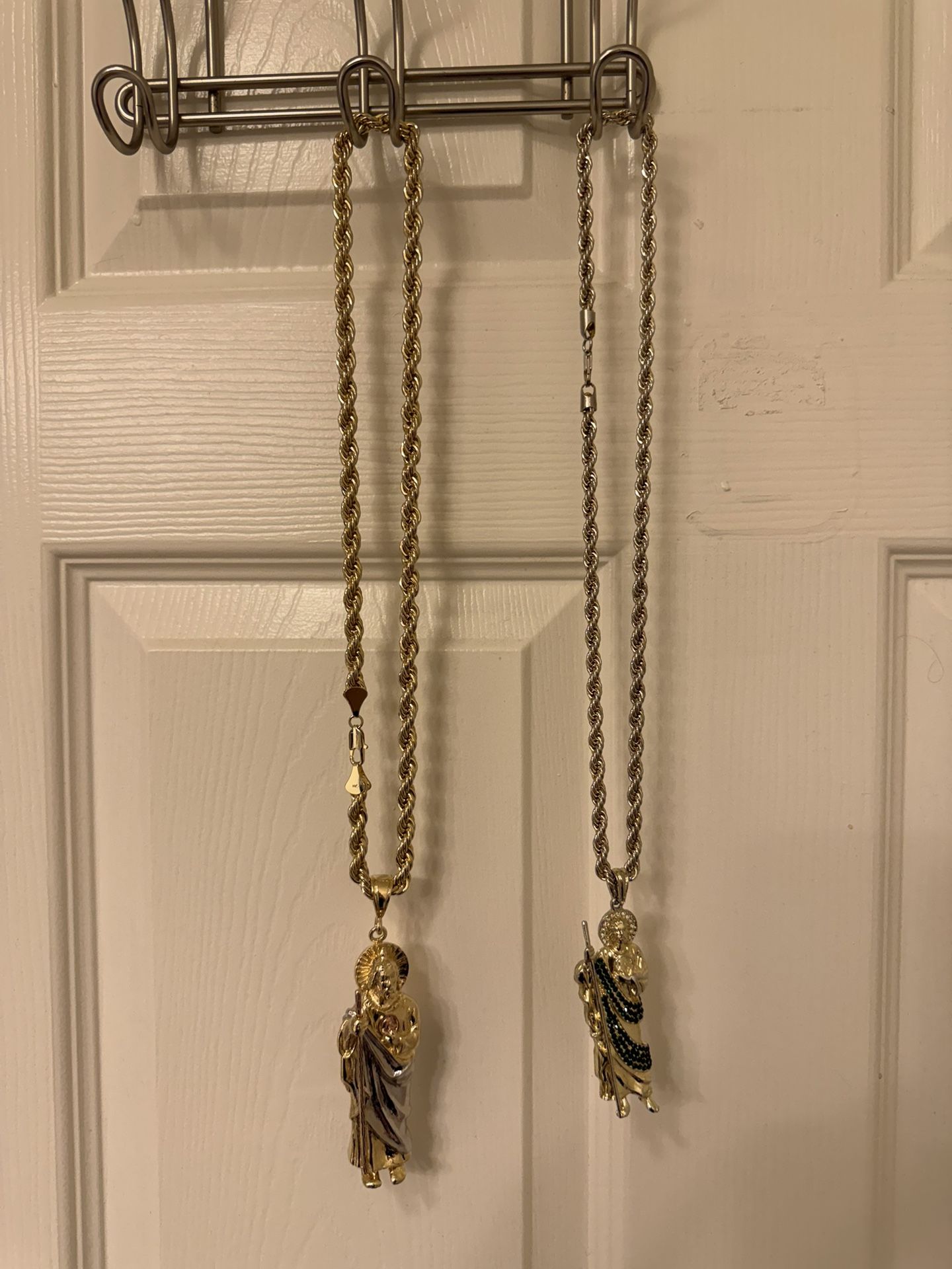 San Judas pendant rope chain  24&25inch 10k & 14k gold plated  check description 