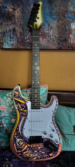 Brand new custom painted electric guitar