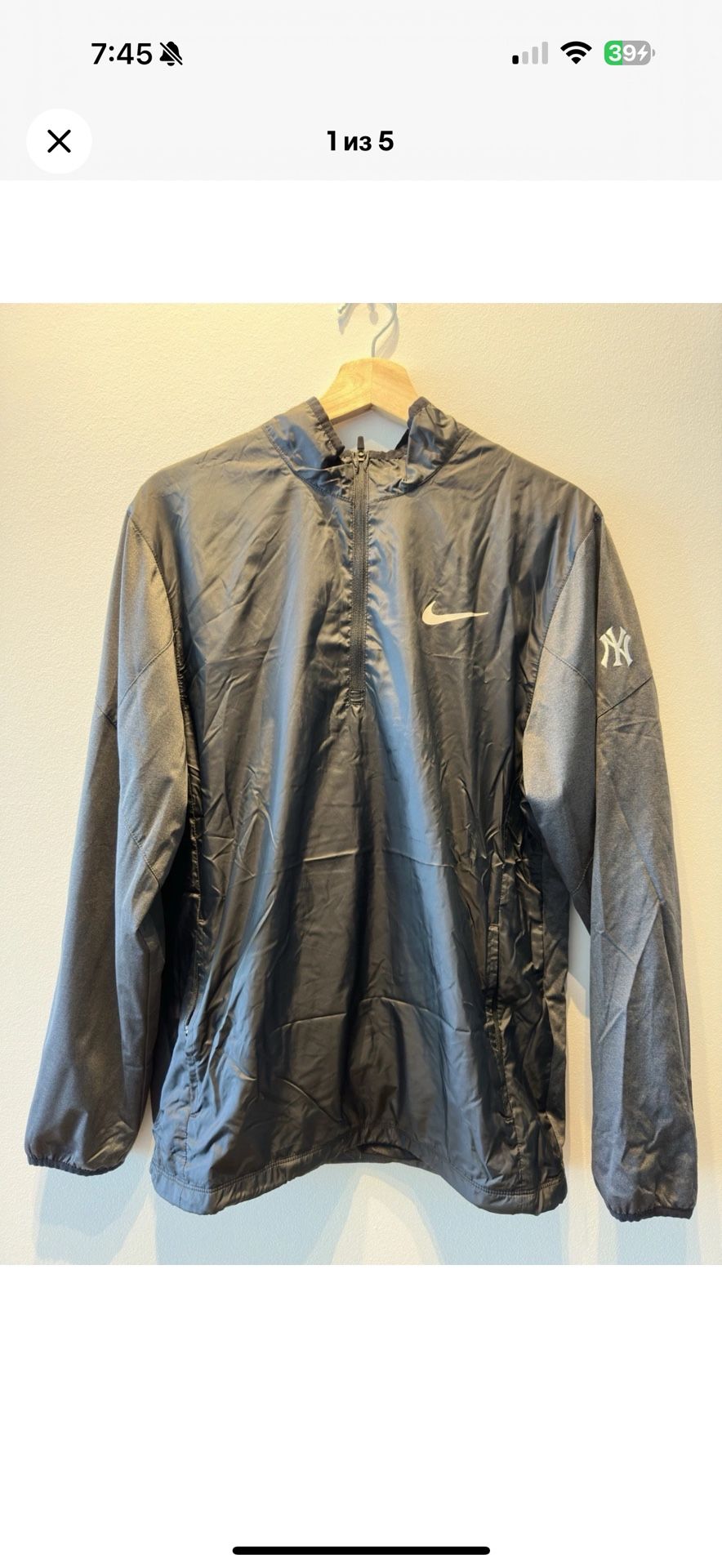 Nike Golf Yankees Quarter-Zip Pullover Jacket Men’s L Black Gray Windbreaker