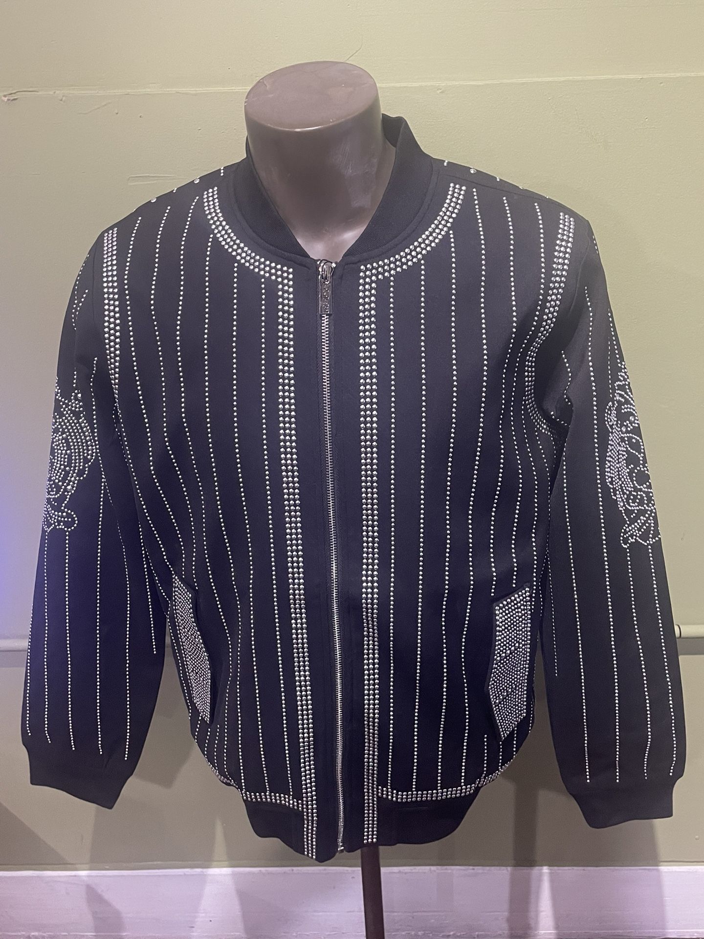 Barabas Jacket Black Bomber Studded Modern Fit