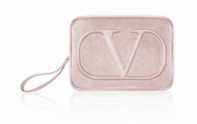 Valentino beauty small cosmetic bag pouch pink blush velvet Brand new