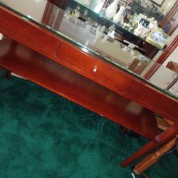 Vintage Luxury  Long Table w/glasstop