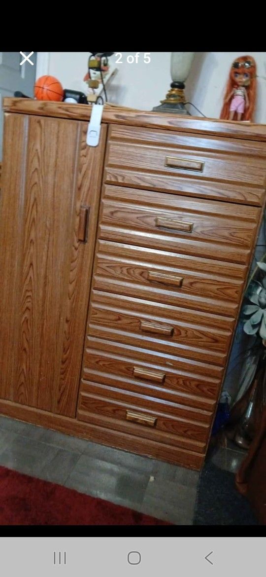 Oak Dresser With Mirror
