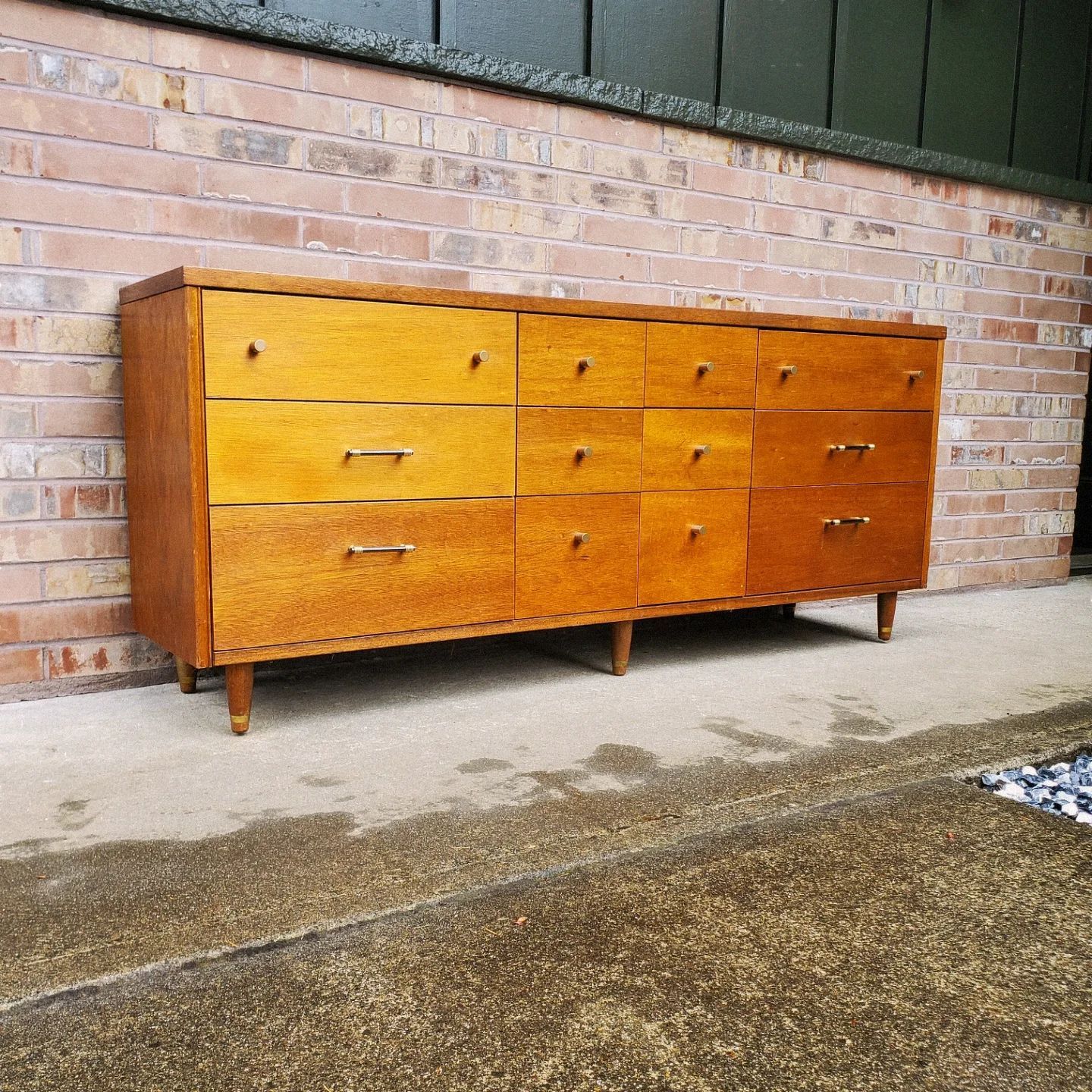 Mid Century Modern 12 Drawer Lowboy Dresser or Credenza Vintage