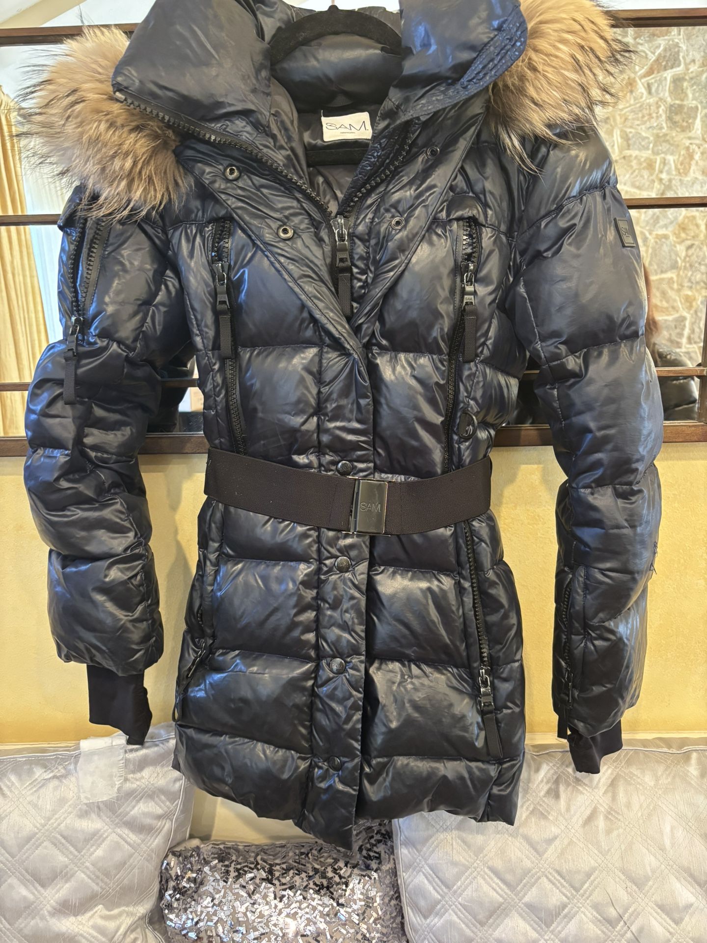 SAM Navy Blue Coat With Belt