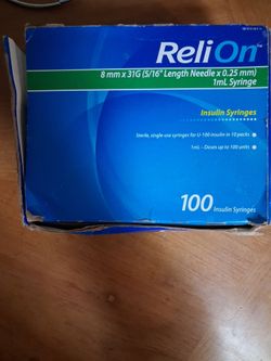 ReliOn 1mL Insulin Syringes 100 Count