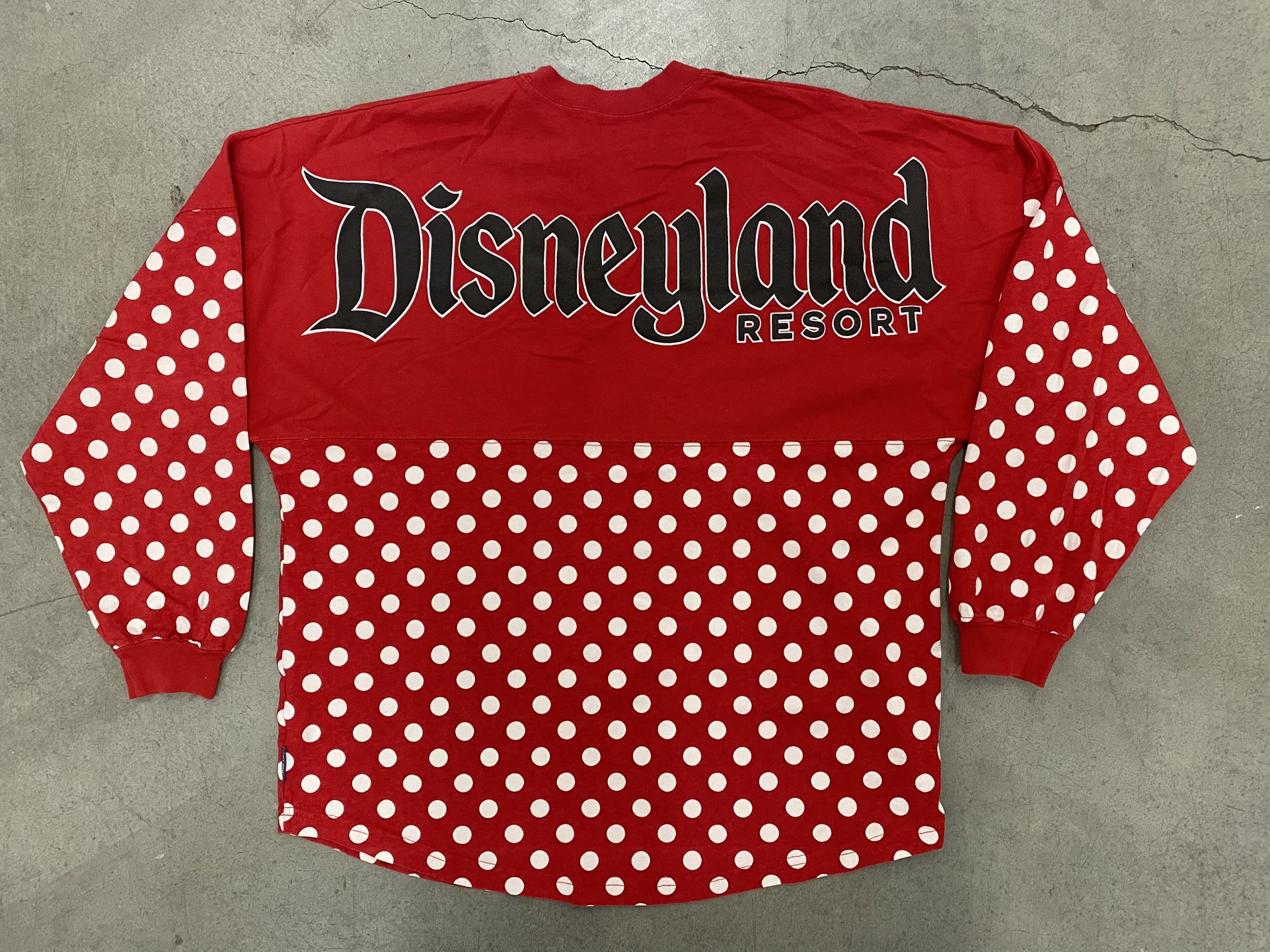Disneyland Spirit Jersey Adult Large Long Sleeve Polka Dot Minnie Red