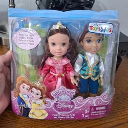 New, Sealed.. HTF!! My First Disney Princess Petite 6" Belle and Prince Doll Set 2013
