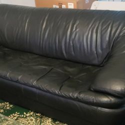 Real Leather Black Sofa