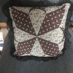 Pr Off Patch Work Pillows With Lace Trim