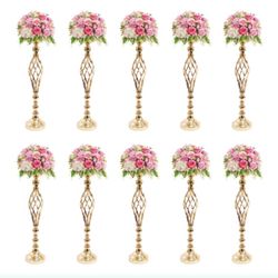 10 gold whisk centerpieces 23”