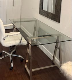 Modern Glass Table with Chrome Base