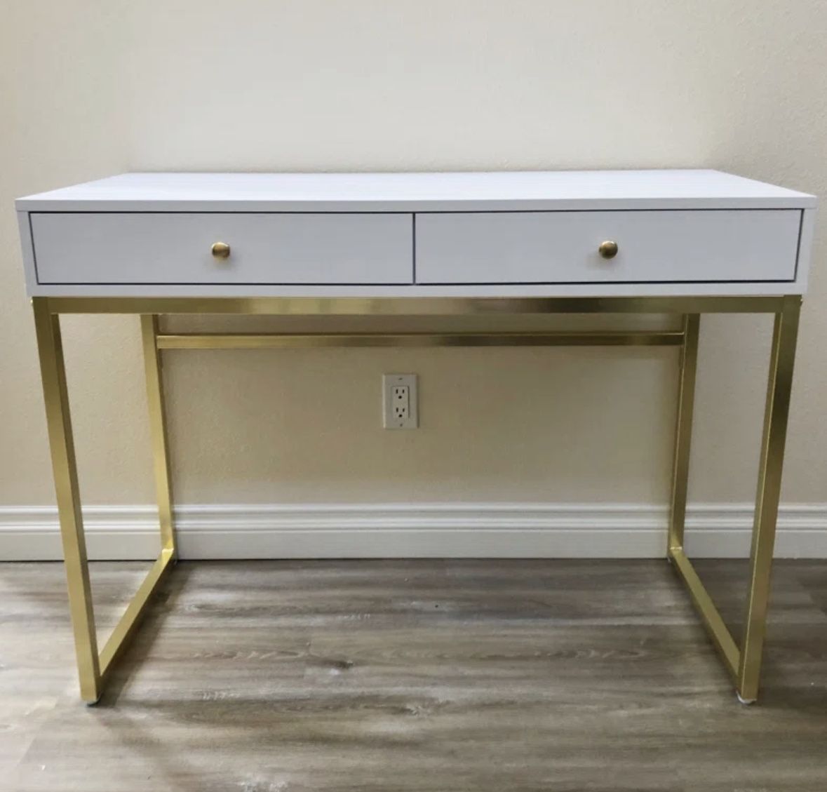 White Desk with Metal Base 