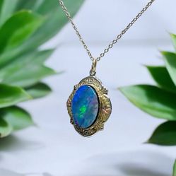 Vintage Gold Filled Genuine Opal Necklace 
