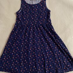 H&M Summer Flower Girl Dress - Size 6t - Dark blue with red flowers - Gently used - Cotton 