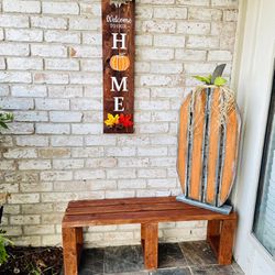 3ft Sign With Large 48”Bench  And Pumpkin Yard  Decor 