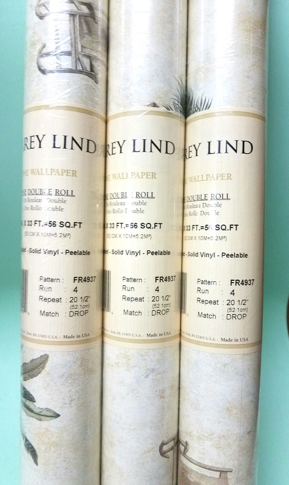 3 NEW/RARE ~ 3 York Carey Lind Wallpaper double rolls. 56 sq. ft/roll (FR4937)