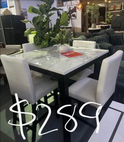 Counter height marble top dining table set 40x40x36 "