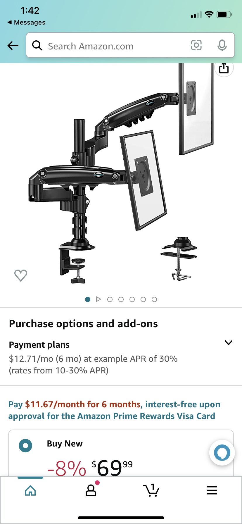 HUANUO Dual Monitor Stand, Height Adjustable Spring Monitor Stands for 2 Monitors Desk Mount Fits Two 13 to 32 inch Computer Screens with Clamp/Gromme