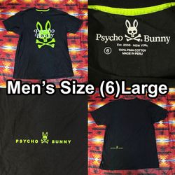 Psycho Bunny Black T-Shirt Mens Size 6 Large Pima Cotton
