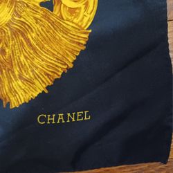 Black And Gold Silk Chanel Scarf